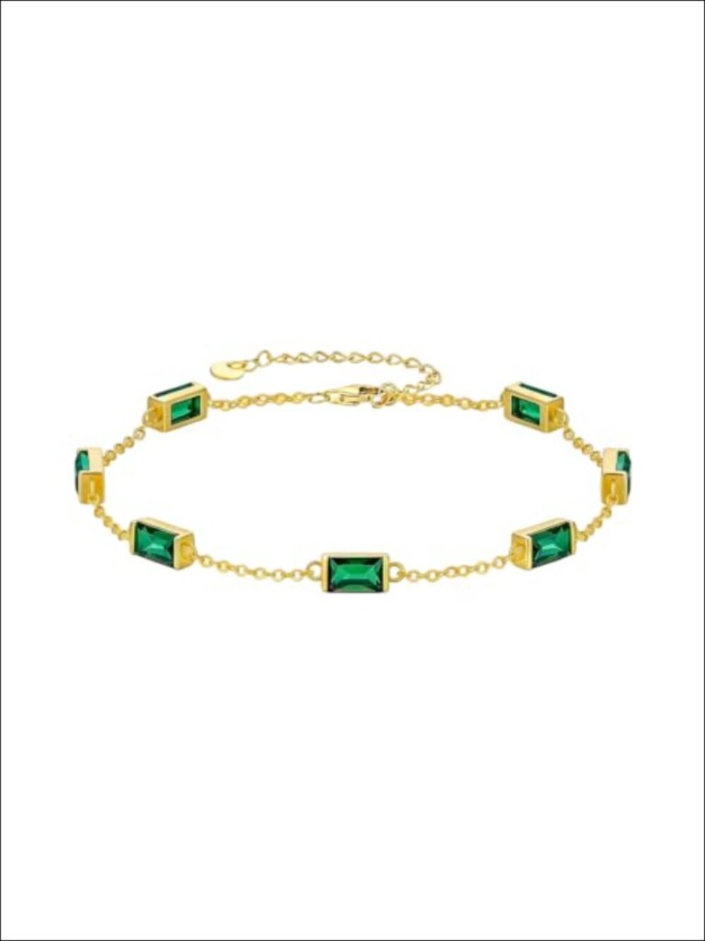 14k Gold Plated Square Link Birthstone Bracelet Lobster Claw Clasp